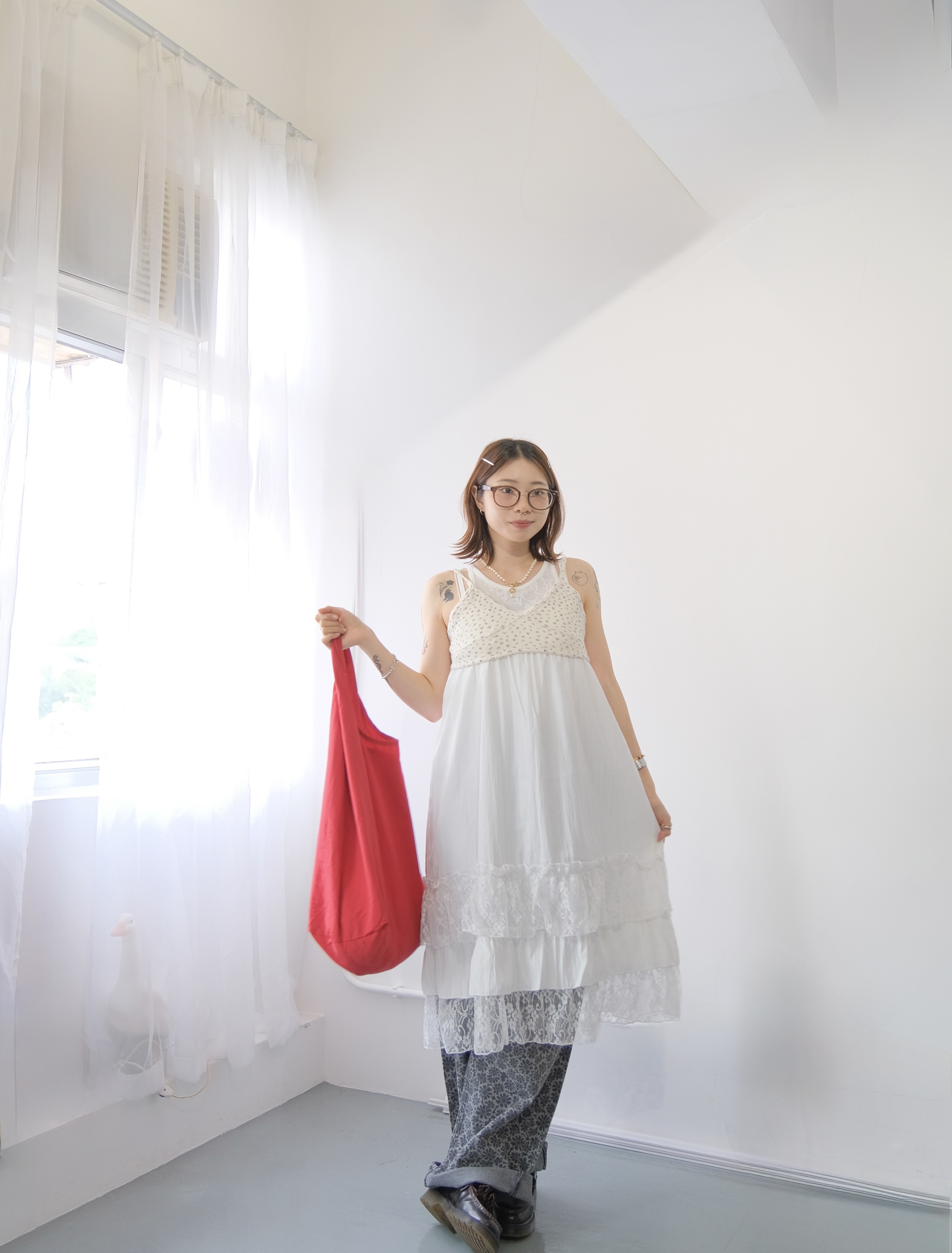 推! [兩色入] 暗花牛仔褲(Grey)