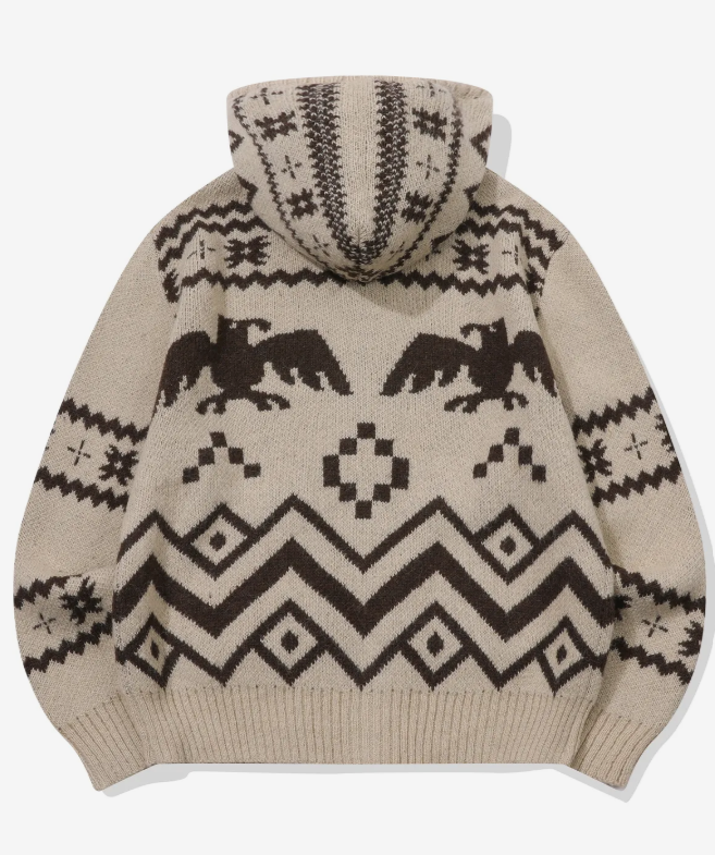 CPGN STUDIO / [2-WAY] Nordic Winter Hooded Knit Zip-Up / Cream /  JUL25