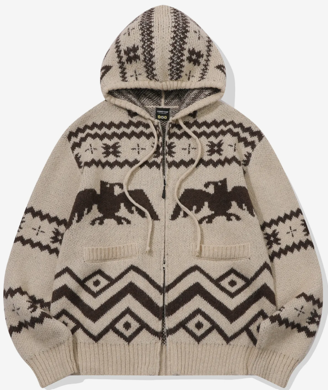 CPGN STUDIO / [2-WAY] Nordic Winter Hooded Knit Zip-Up / Cream /  JUL25