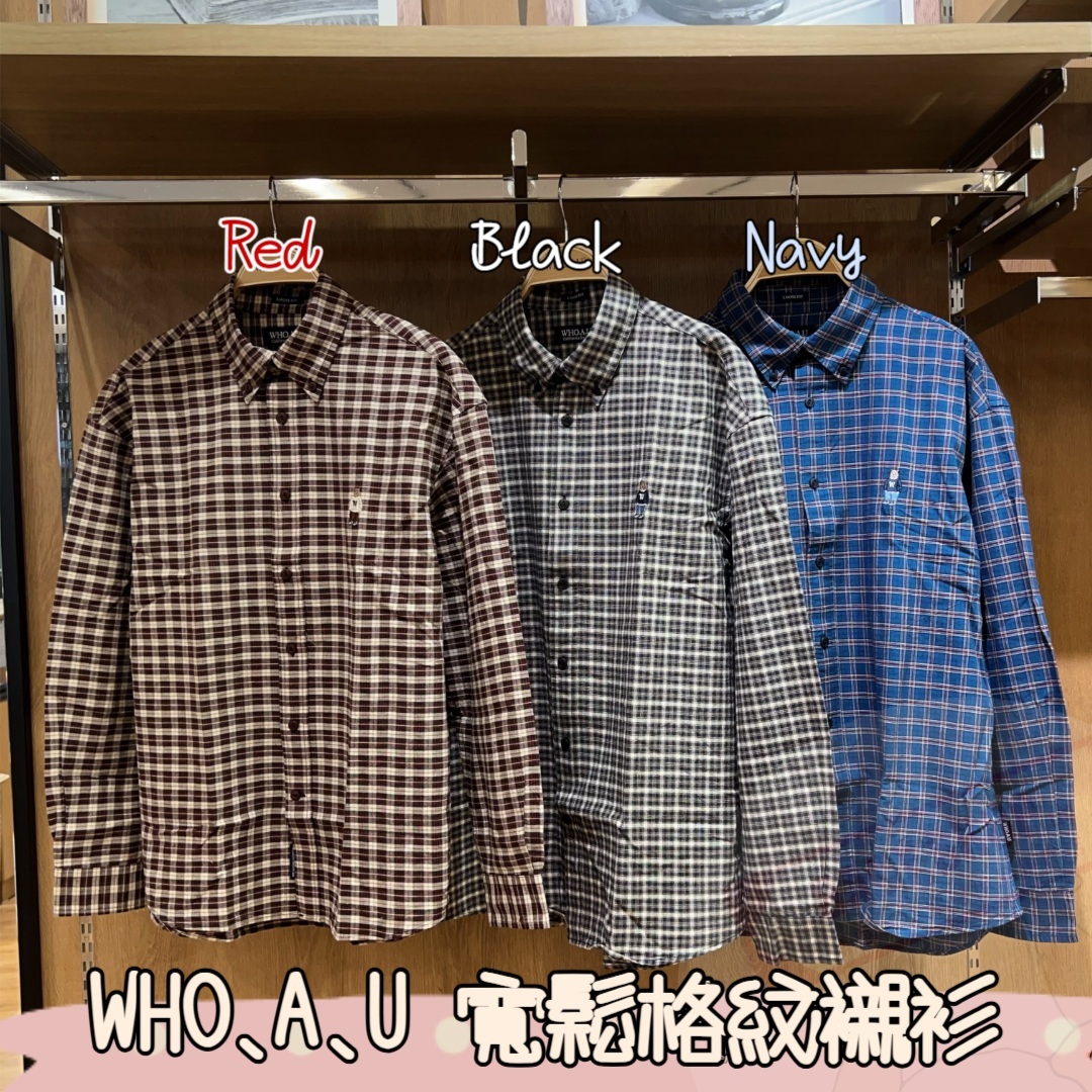 【預購】AKR071906 WHO.A.U 寬鬆格紋襯衫