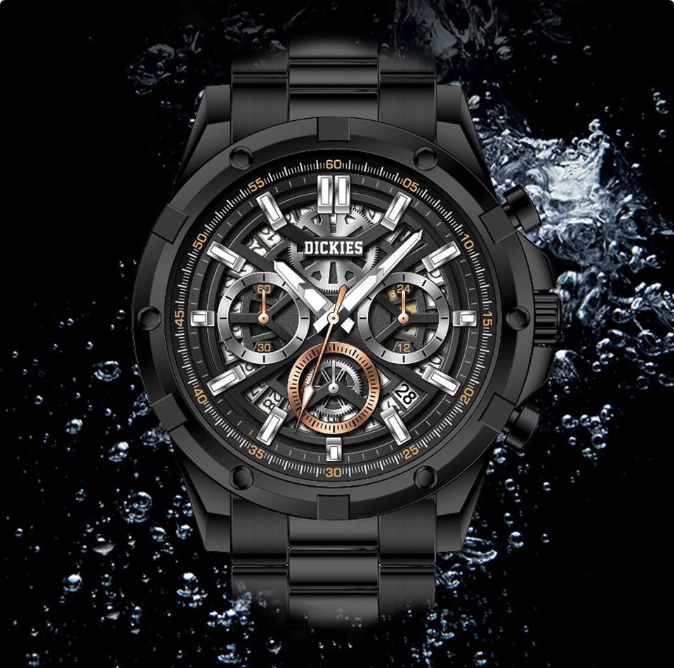 Dickies 銀河系列 石英機芯 鋼錶帶 三眼六針腕表 兩款可選 Dickies001