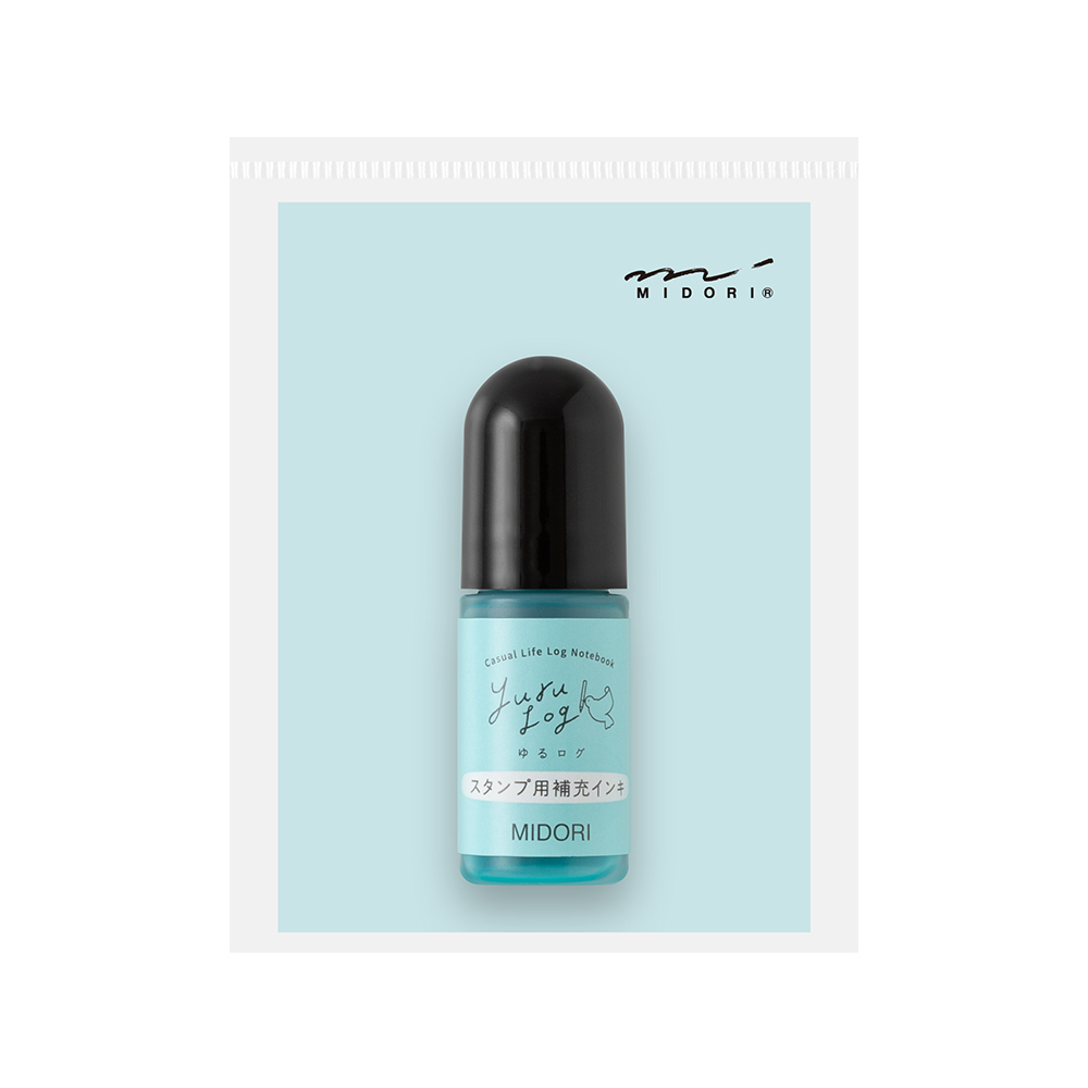 Yuru Log 軟木 浸透印章 補充墨水 藍｜MIDORI 日本