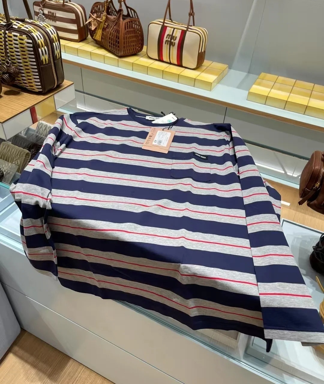 Miu Miu Basic 長袖間條 Tee 男女可穿