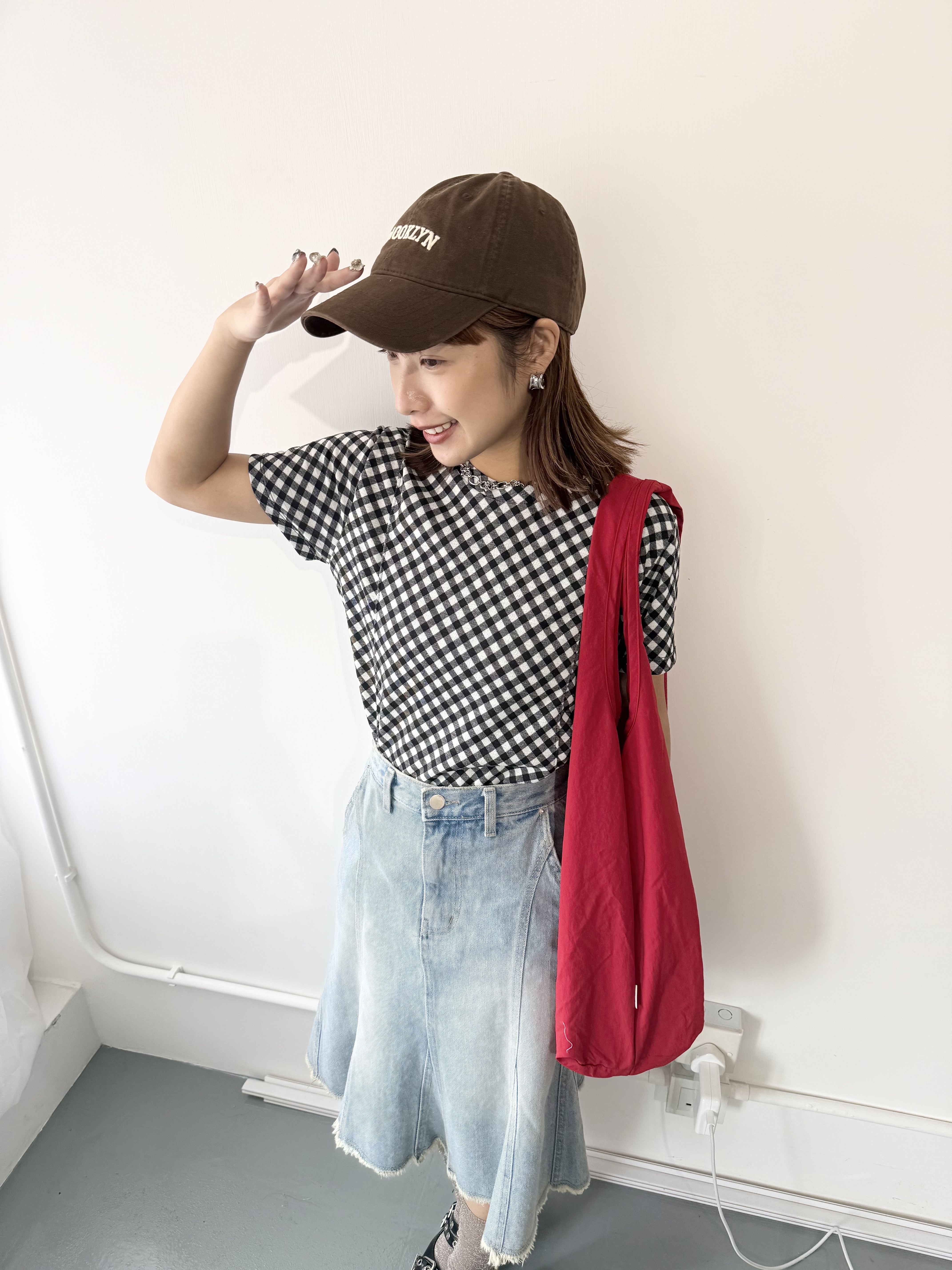 寬鬆板型格仔TEE