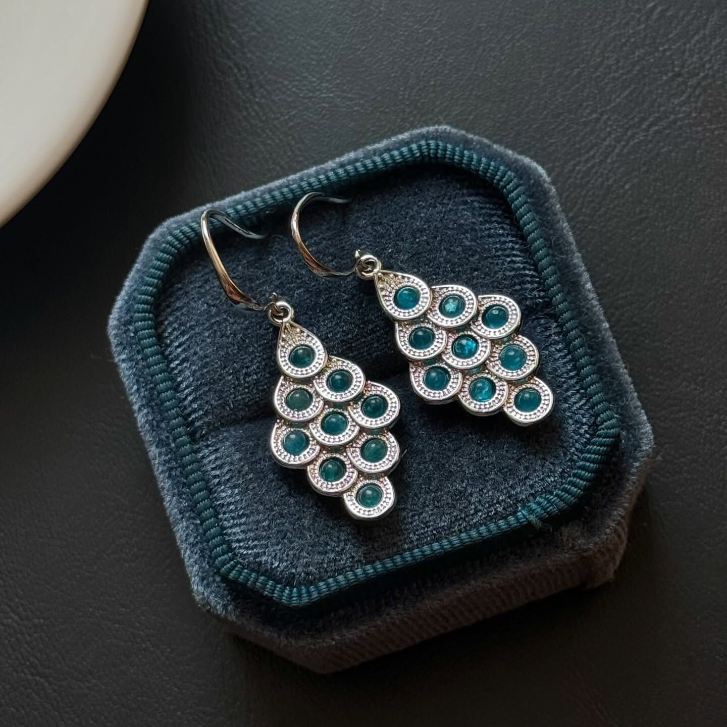 [原石] 藍磷灰石 925銀耳環 水晶耳環