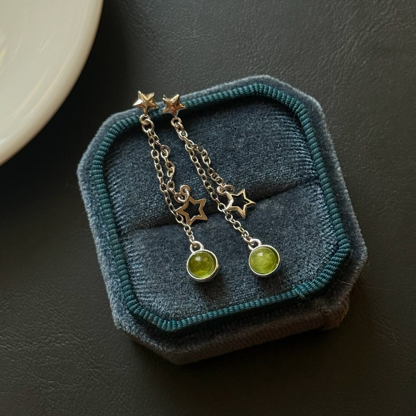 [原石] 橄欖石 925銀耳環 水晶耳環