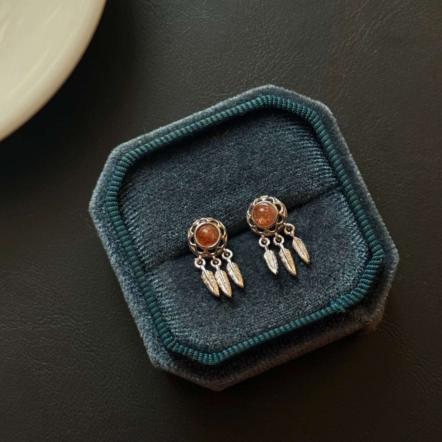 [原石] 金太陽石 捕夢網 925銀耳環 水晶耳環