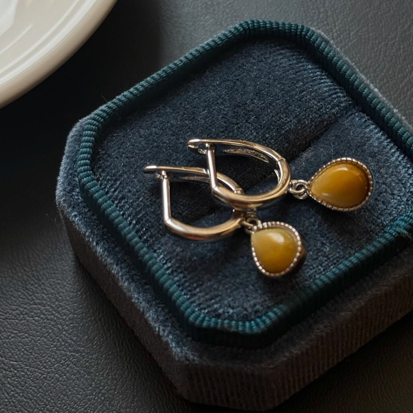 [原石] 玉化虎眼石 925銀耳環 水晶耳環