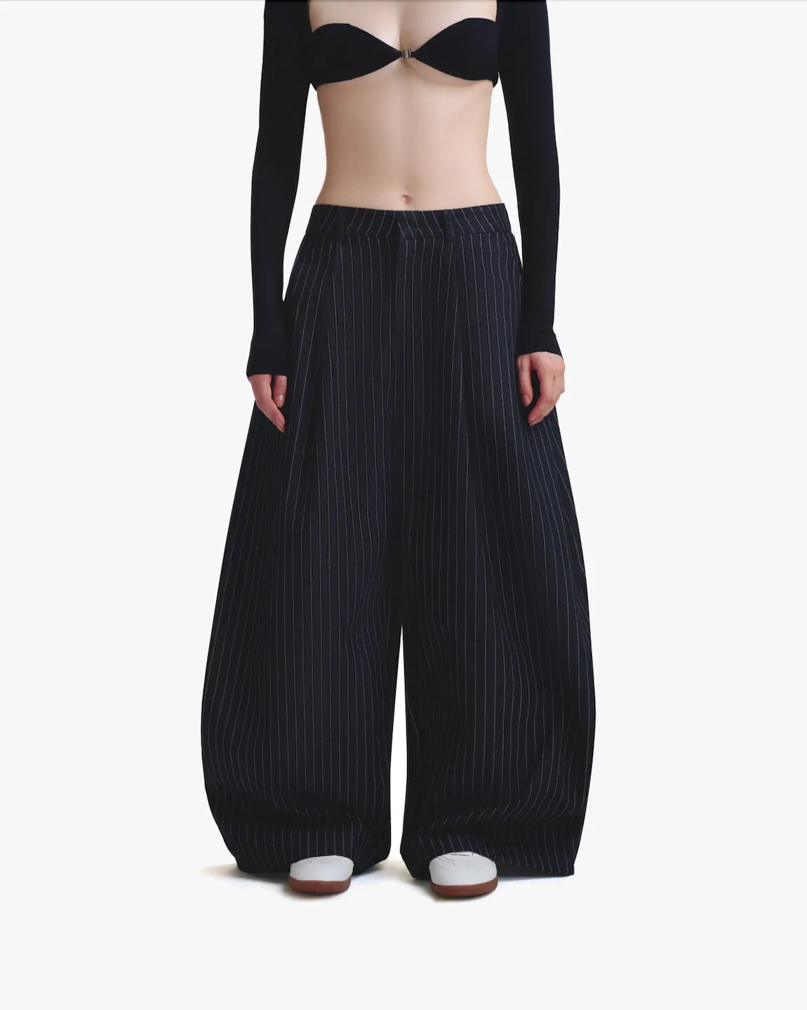 PUSH PUSH PP STRIPES PANTS 條紋 寬鬆 長褲 黑