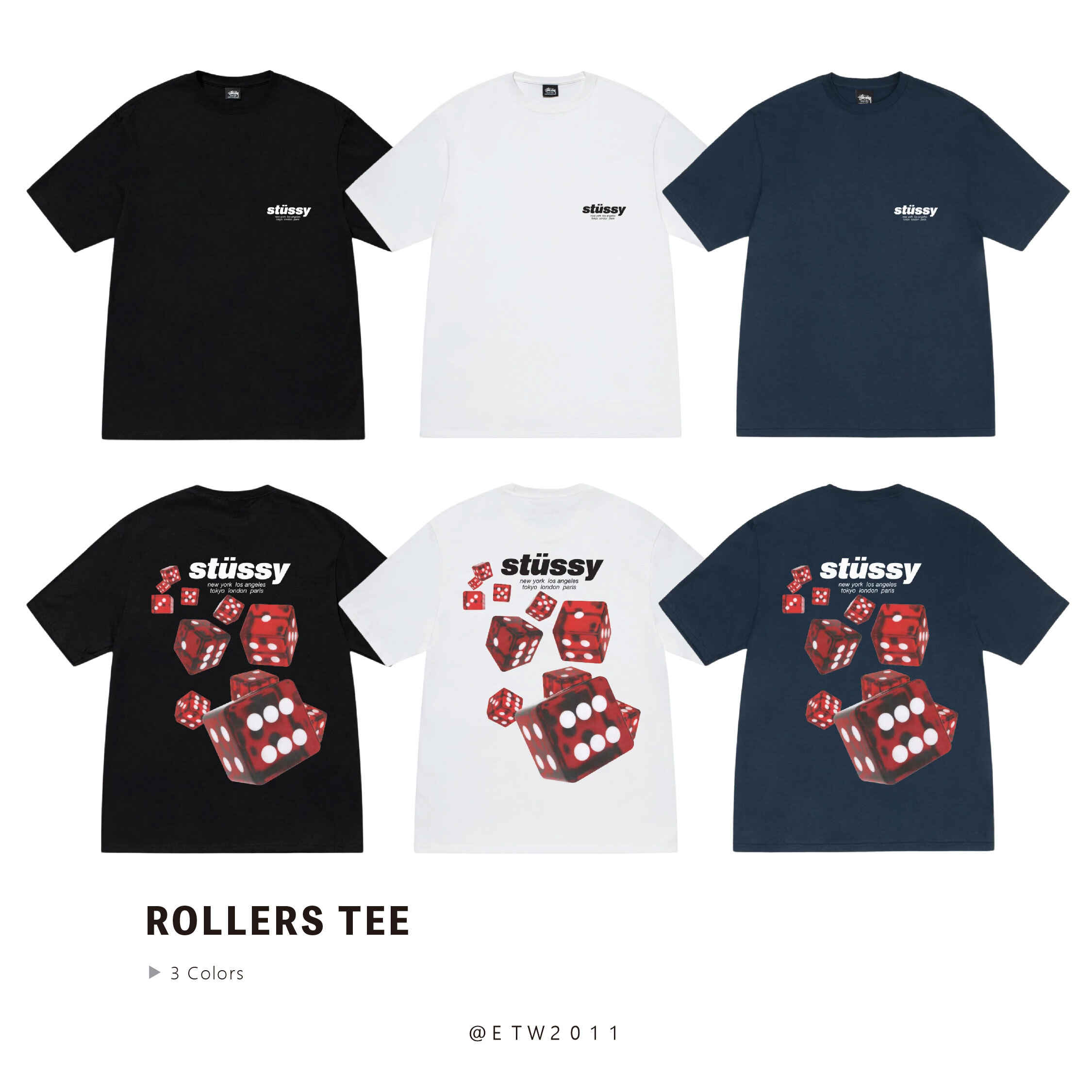 ☆ETW☆【EASY TO WEAR】Stussy 25SS ROLLERS TEE 紅色骰子 短袖 短T