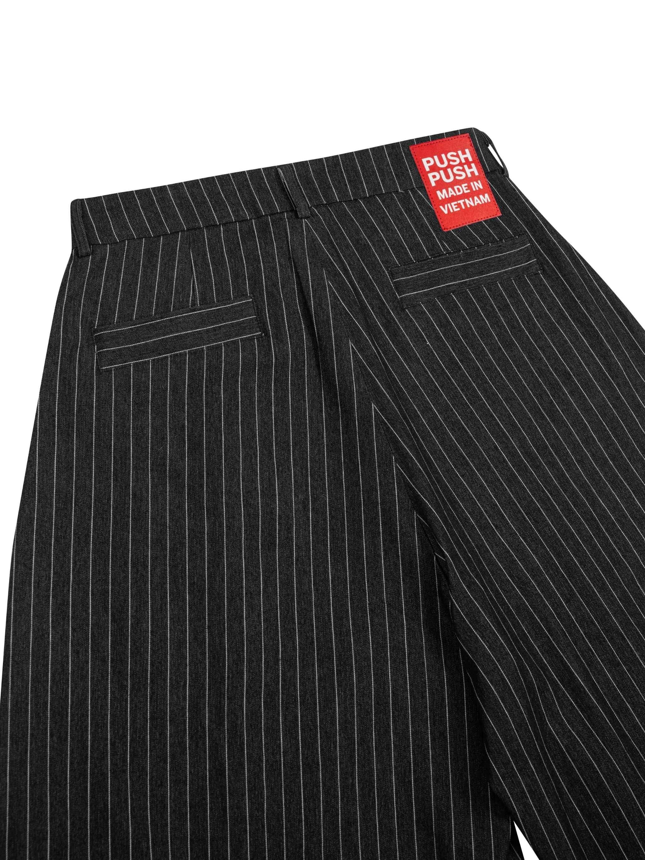 PUSH PUSH PP PINSTRIPE JORT 條紋寬鬆七分褲黑深藍兩色