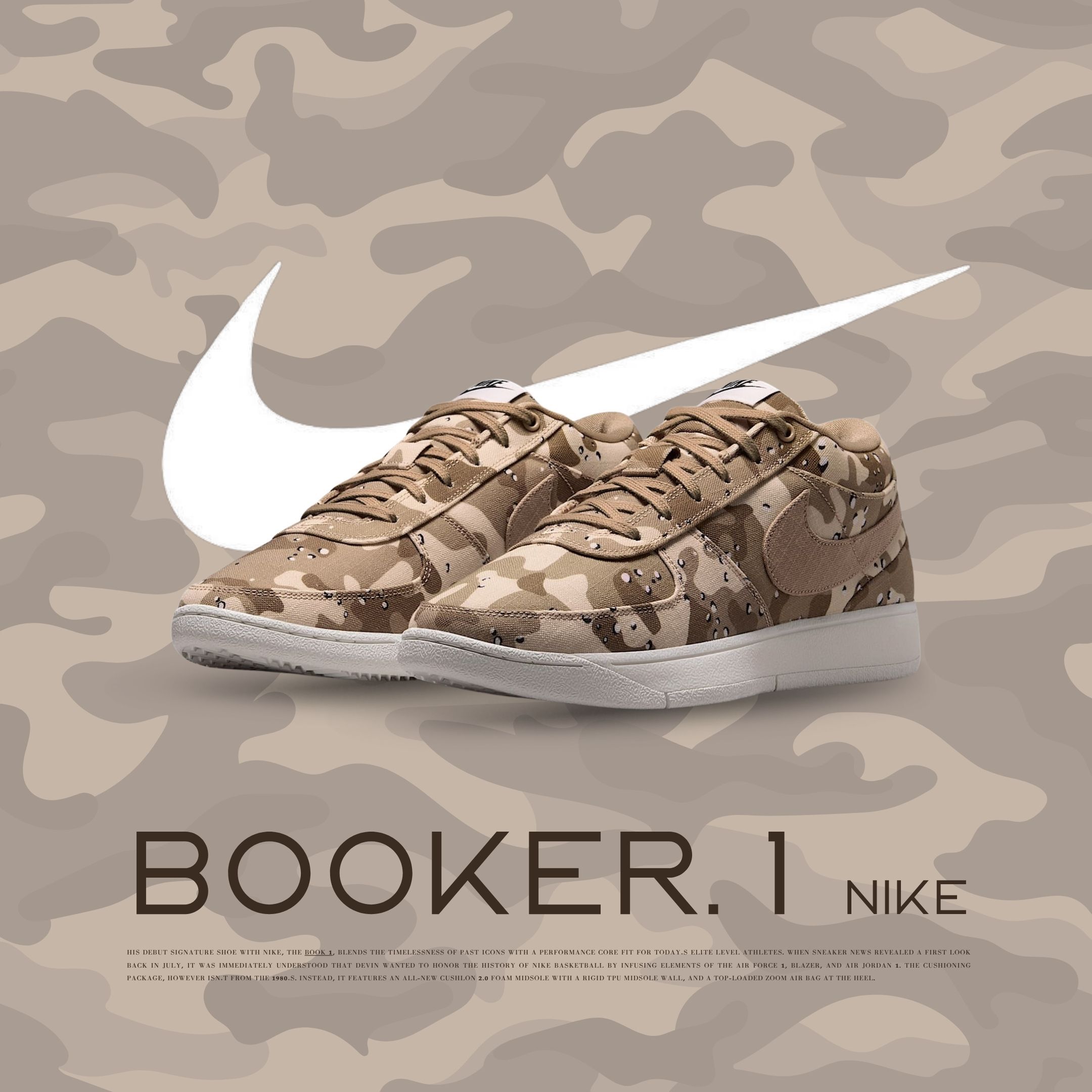 NICEDAY 現貨 Nike Book 1 布克 書 迷彩 大地色 棕色 籃球 運動 IM1359-200