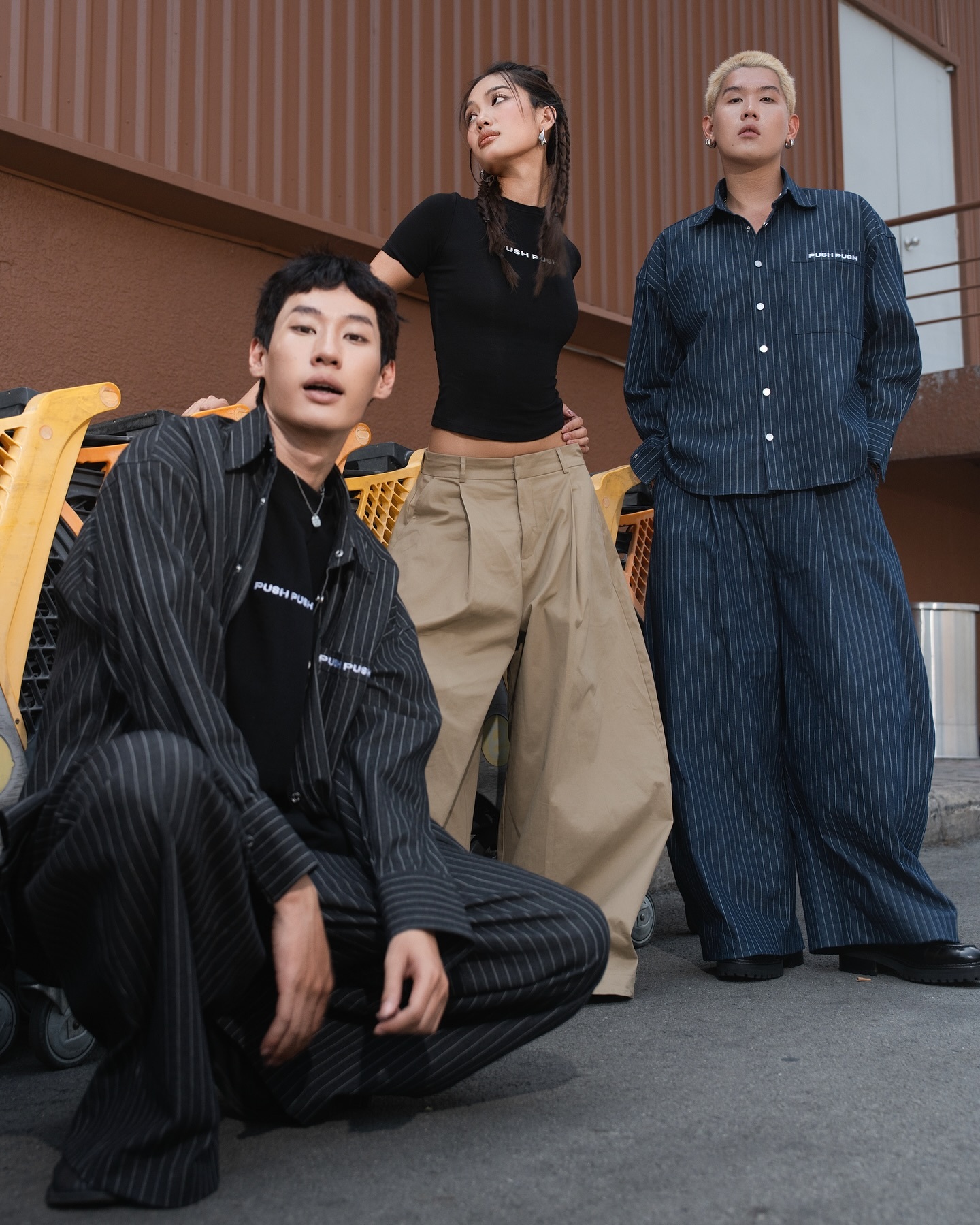 PUSH PUSH PP KHAKI PANTS 西裝寬鬆闊腿長褲黑卡其兩色