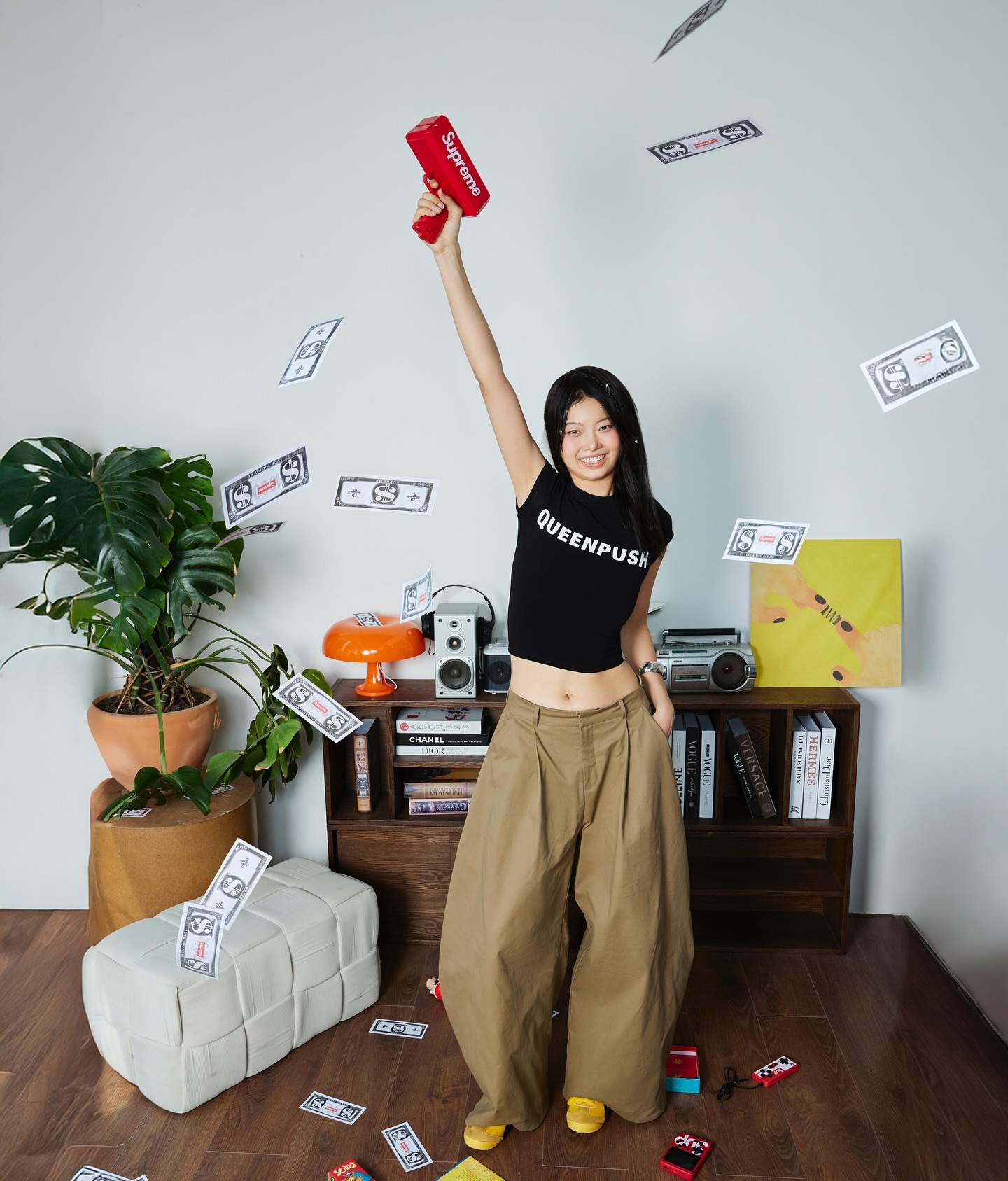 PUSH PUSH PP KHAKI PANTS 西裝 寬鬆 闊腿長褲 黑 卡其 兩色