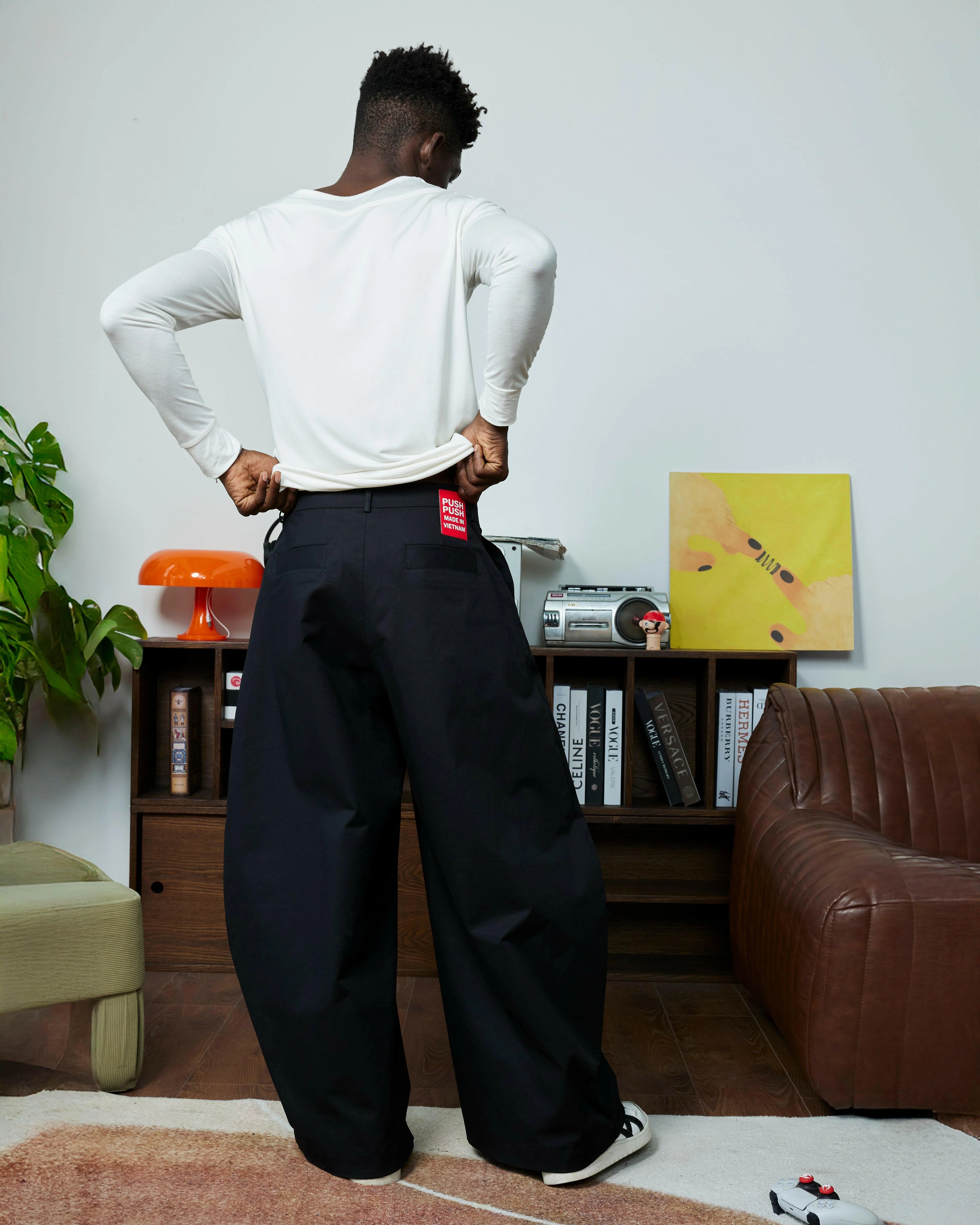 PUSH PUSH PP KHAKI PANTS 西裝 寬鬆 闊腿長褲 黑 卡其 兩色