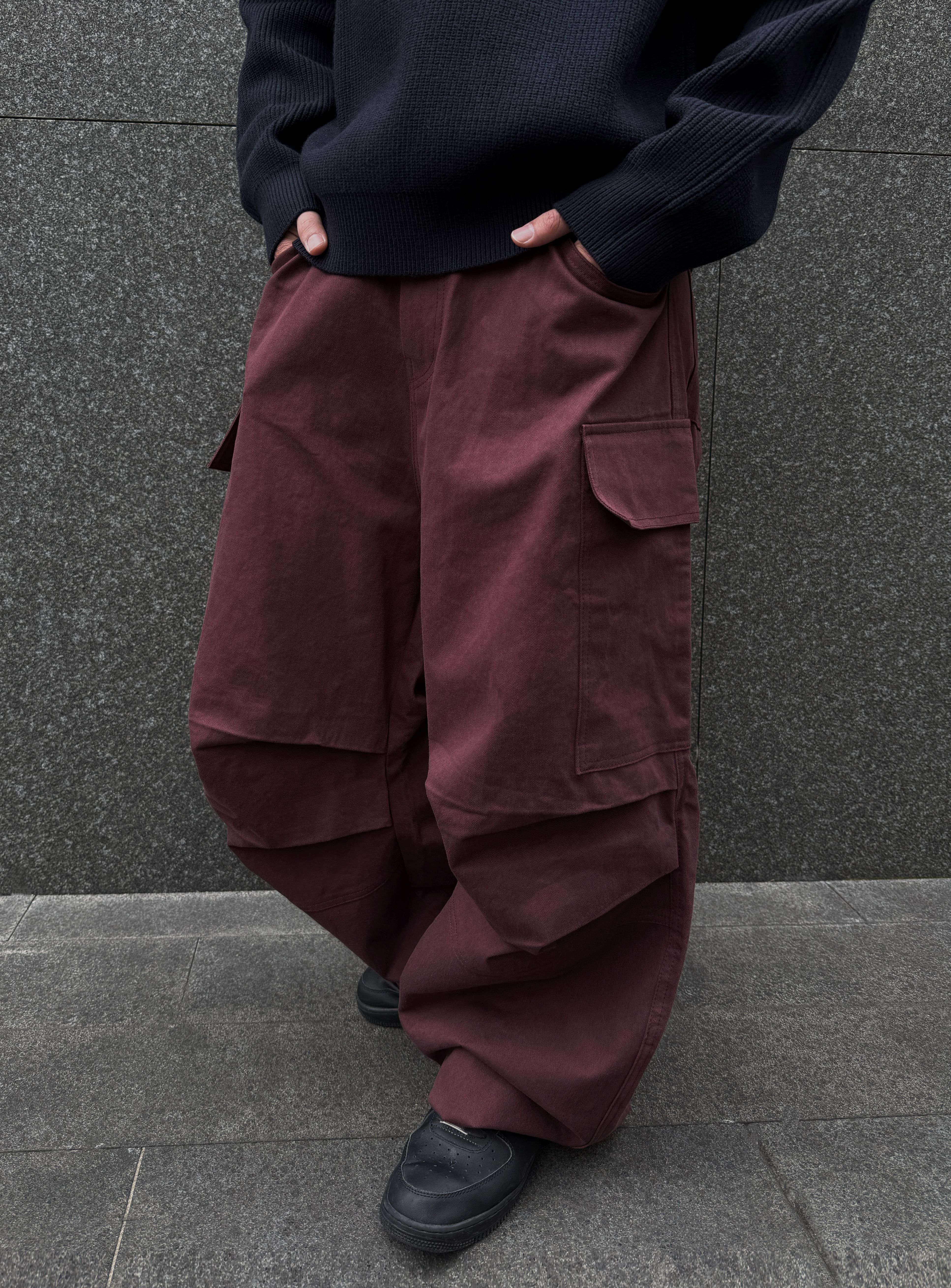Drawstring Side Pocket Wide Leg Balloon Pants
