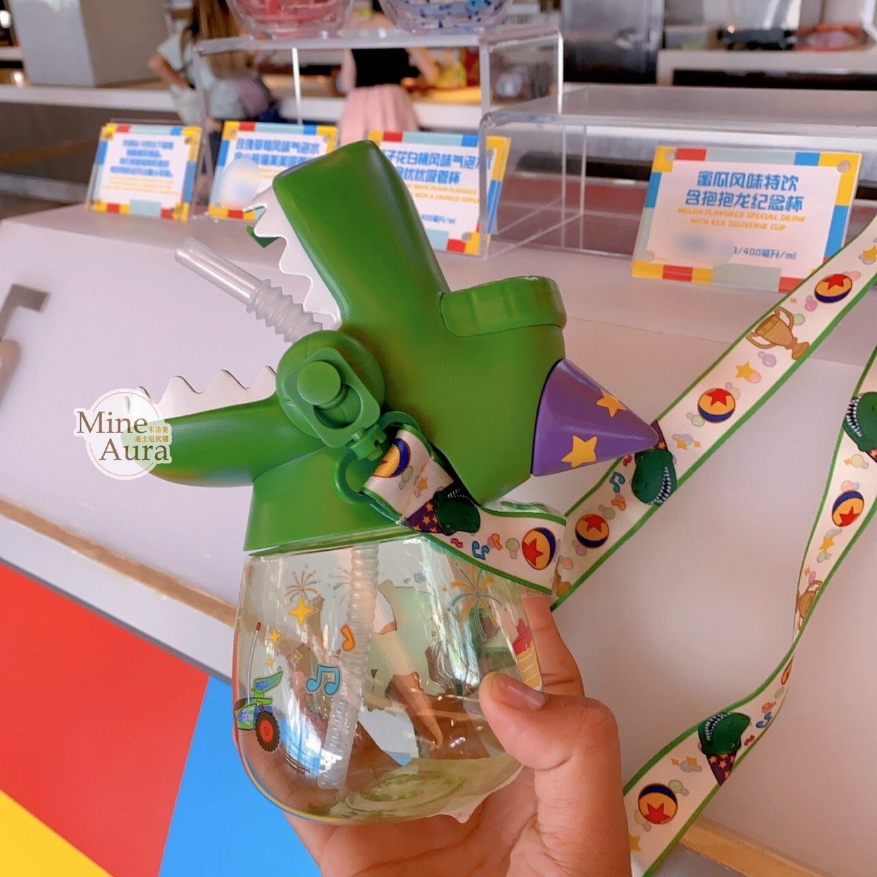 抱抱龍 Rex 大頭立體造型 吸管 水杯 玩具總動員 Toy Story -上海迪士尼樂園