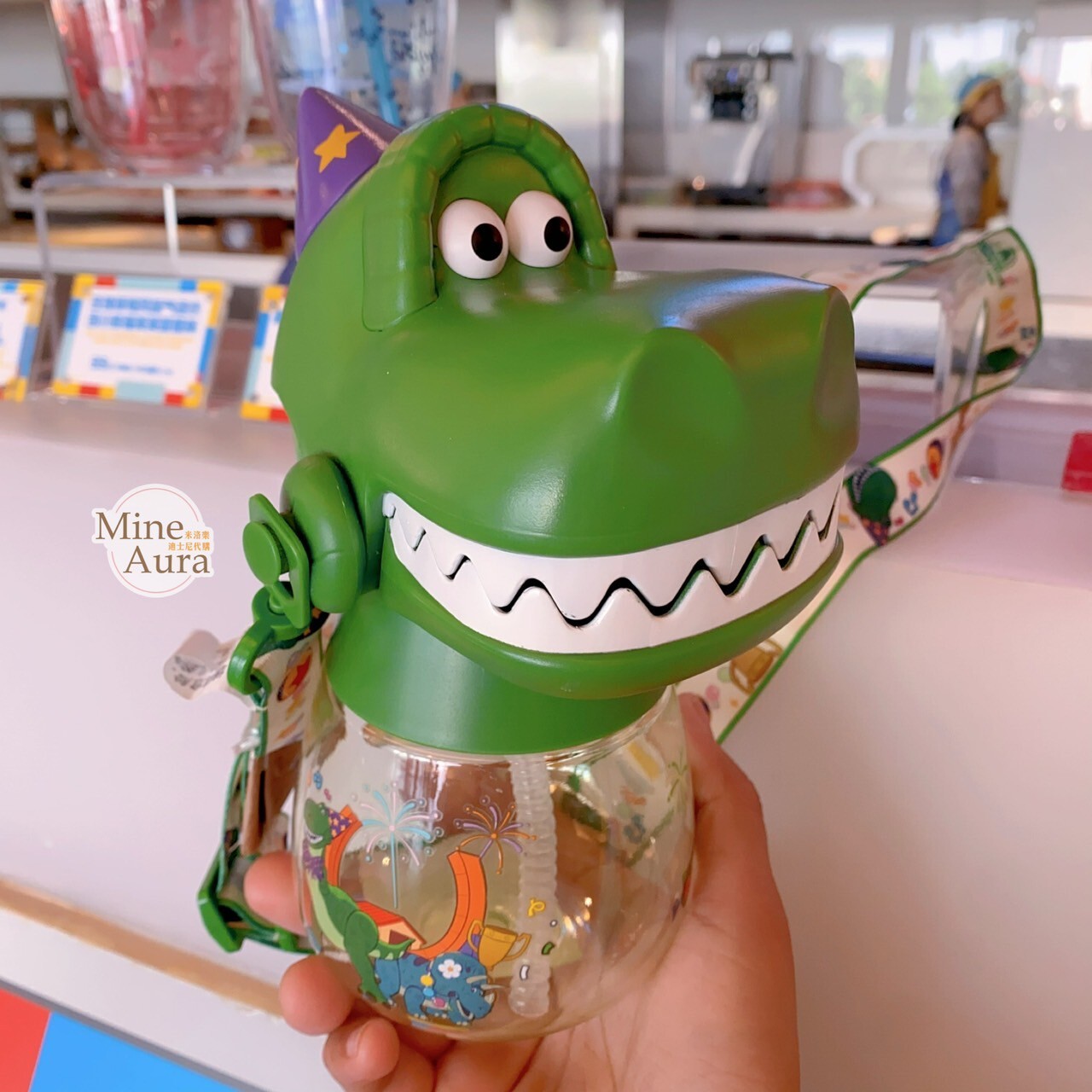 抱抱龍 Rex 大頭立體造型 吸管 水杯 玩具總動員 Toy Story -上海迪士尼樂園