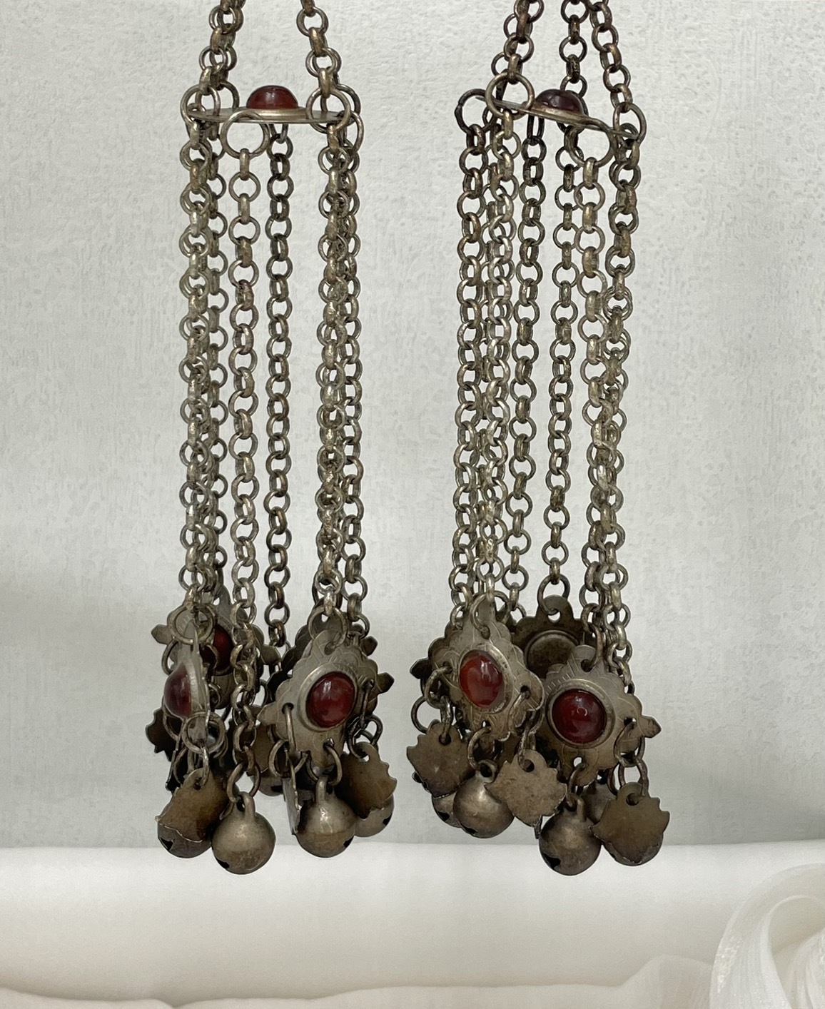 J6-燻圓片紅瑪瑙鈴鐺步搖15cm