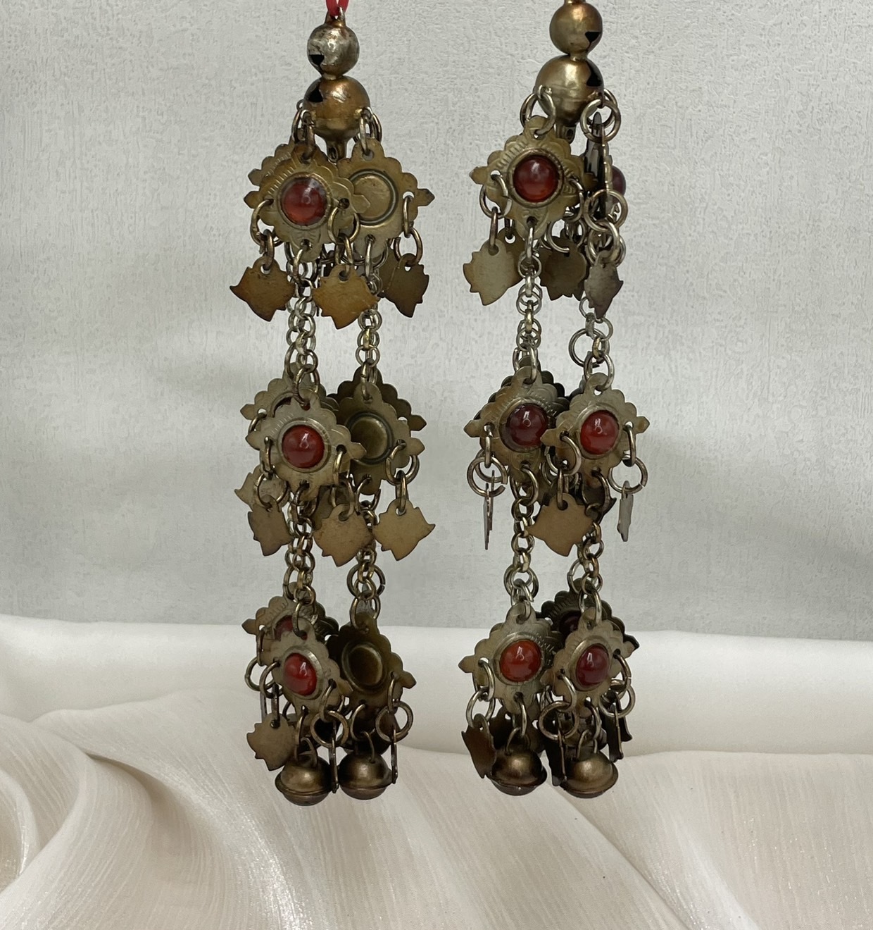 J7-燻無焊接雲朵紅瑪瑙鈴鐺步搖15cm