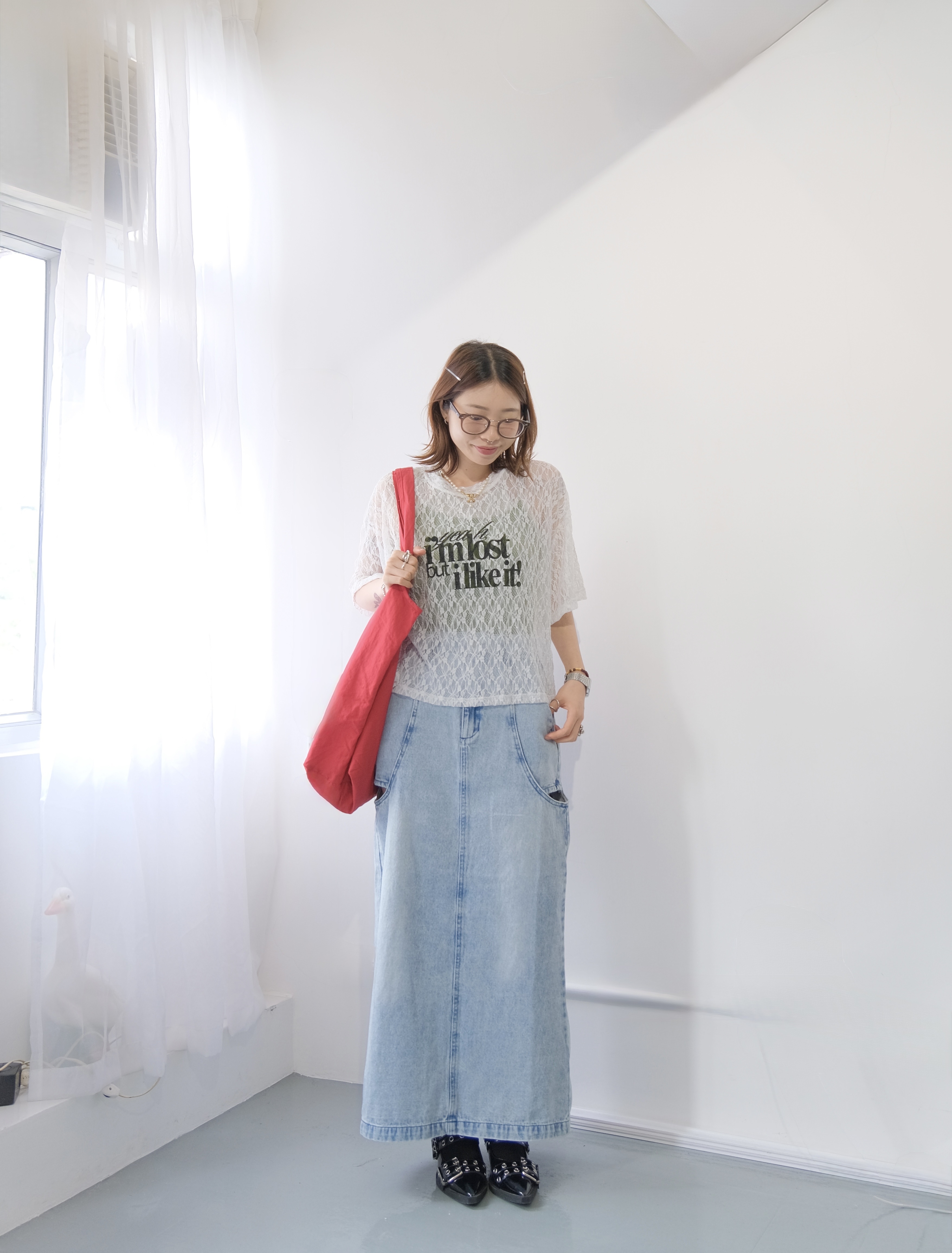 lace字母寬鬆短款TOP