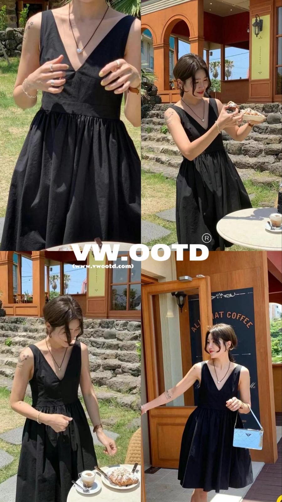 V領吊帶娃娃連身裙