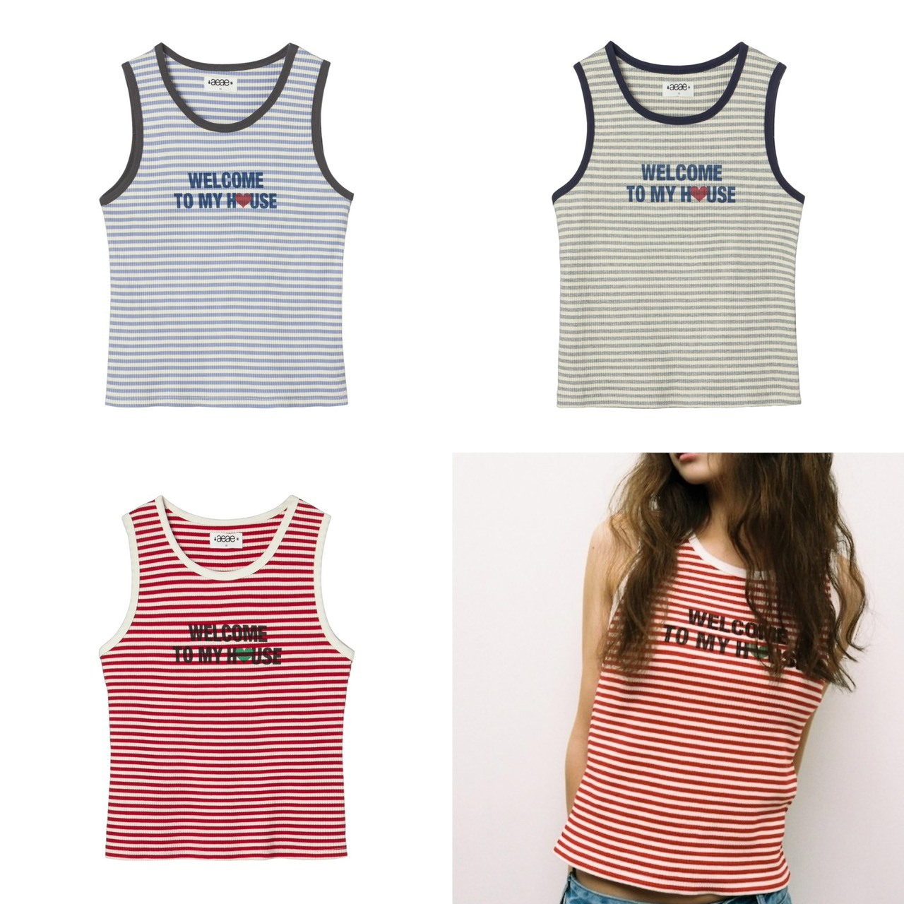 aeae WELCOME TO MY HOUSE SLEEVELESS 條紋背心
