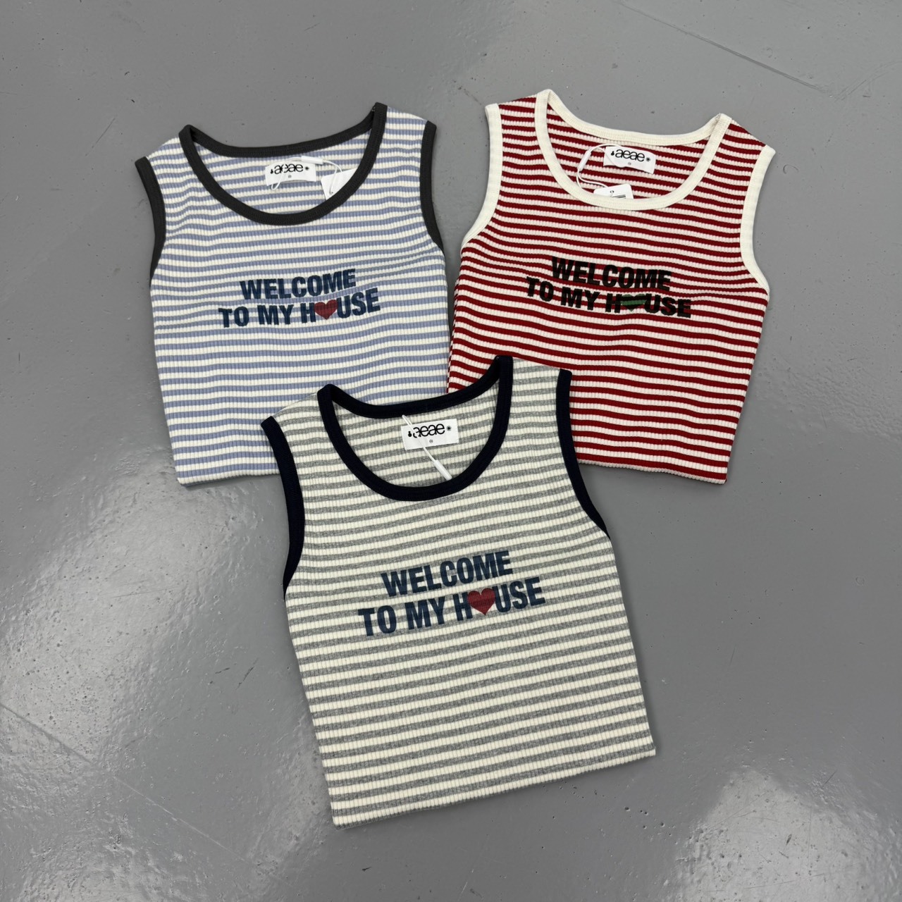 aeae WELCOME TO MY HOUSE SLEEVELESS 條紋背心