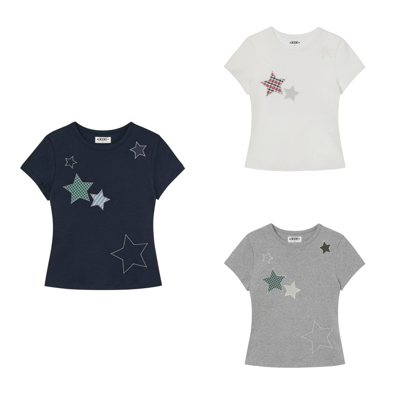 aeae CHECK STAR TEE 星星 短袖