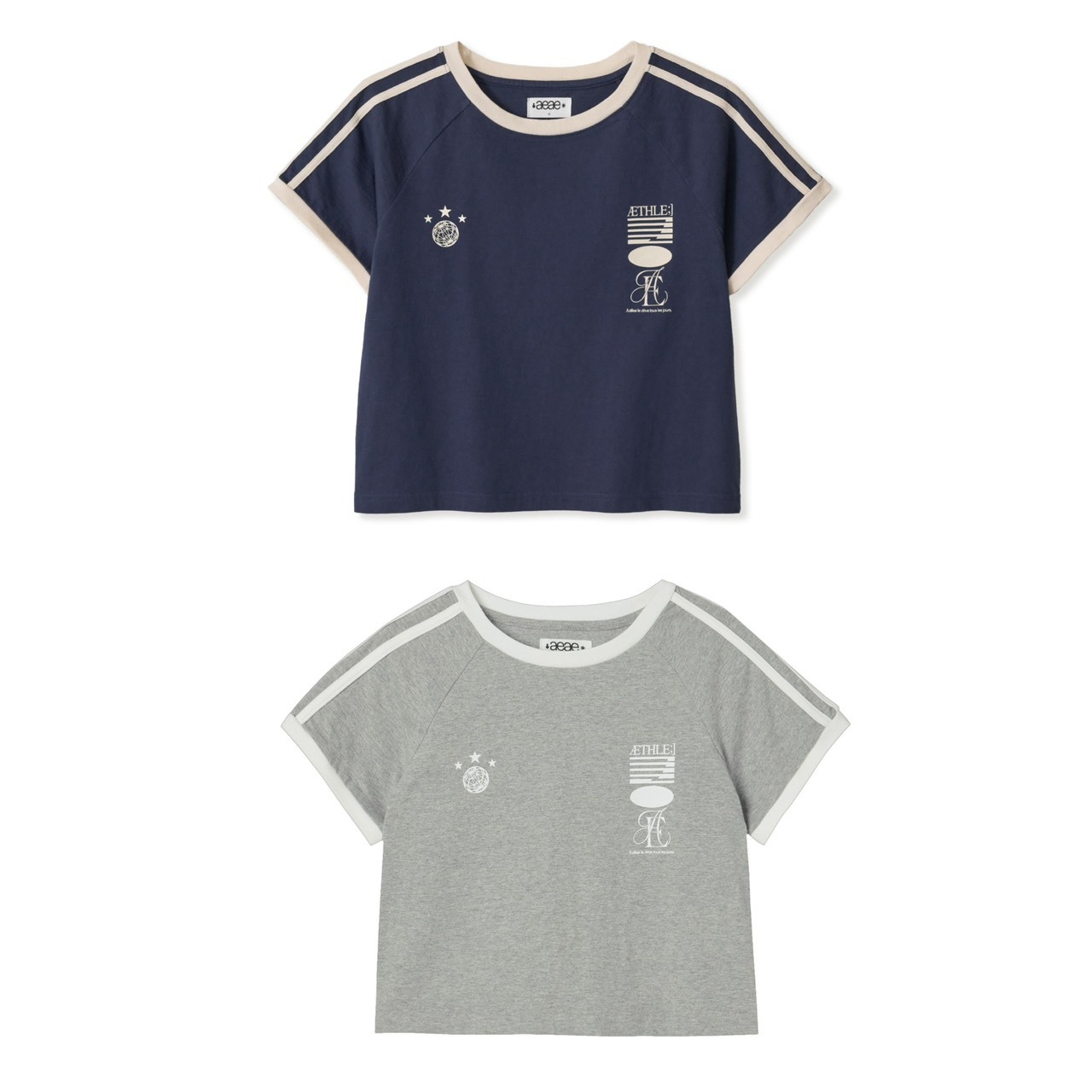 aeae ATHLETE STRIPE HALF T-SHIRTS 圖案款 條紋 短版