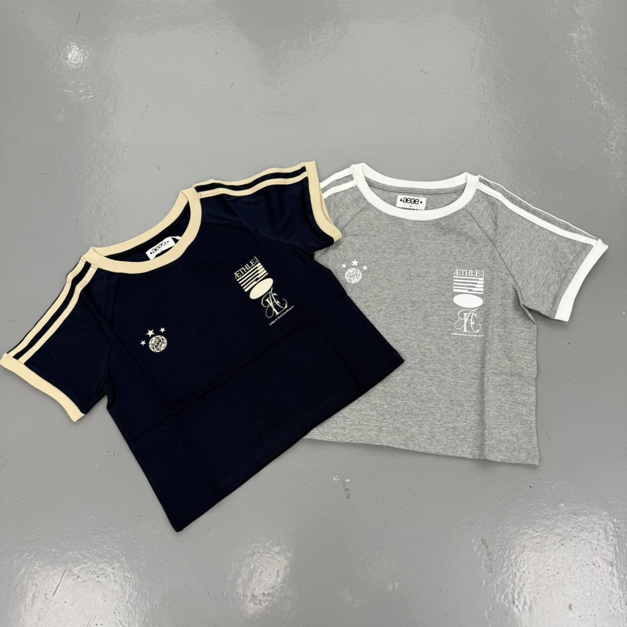 aeae ATHLETE STRIPE HALF T-SHIRTS 圖案款 條紋 短版