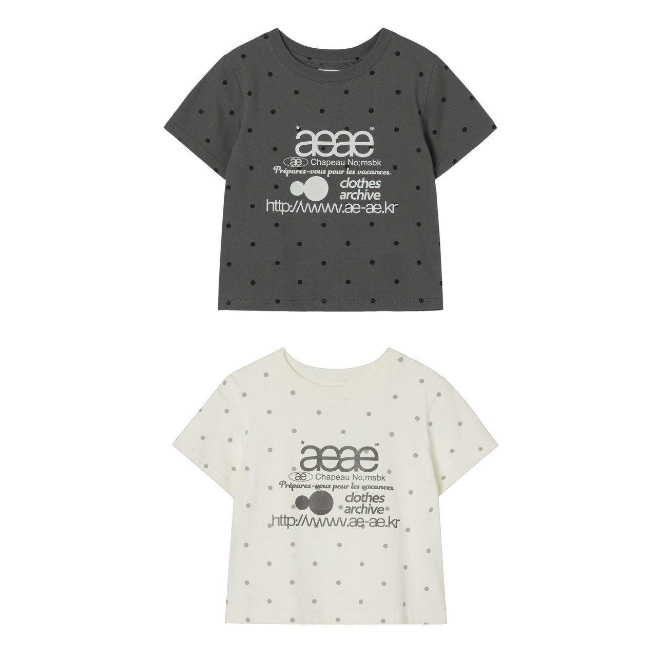 aeae WEB LOGO DOT CROP T-SHIRTS 基本款 點點 短版