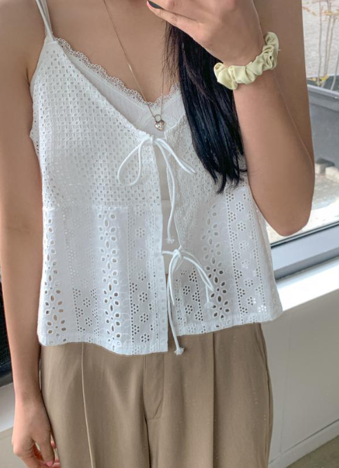 通花綁繩吊帶上衣