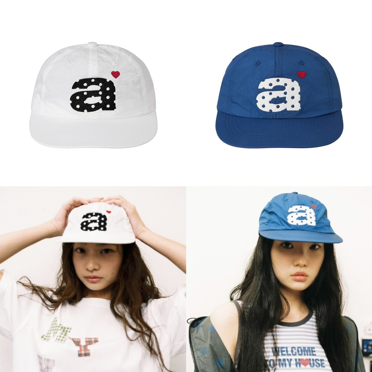 aeae DOT SMALL LETTER NYLON CAP 尼龍 愛心a 帽子