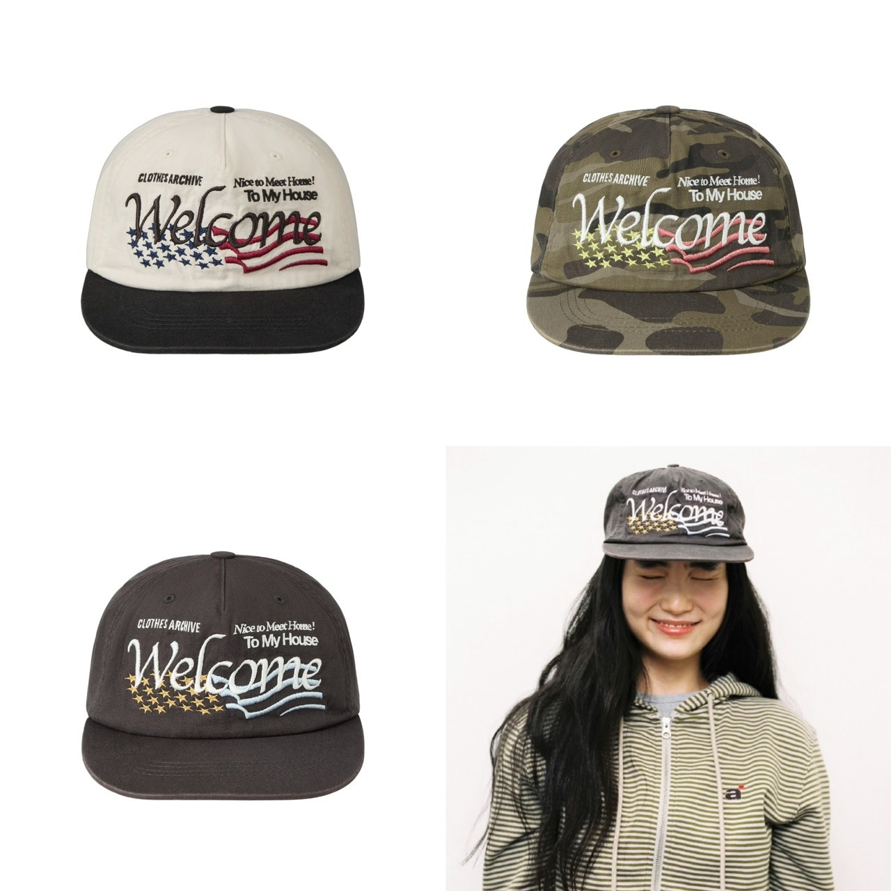 aeae WELCOME WASHED CAP Welcome字體 帽子