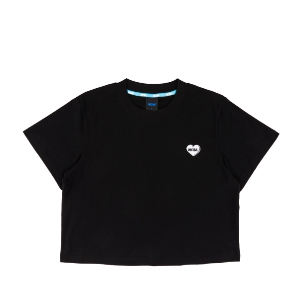 NCAA 短T 黑 粉 藍 刺繡 愛心LOGO 短版 基本款 女 74221002-