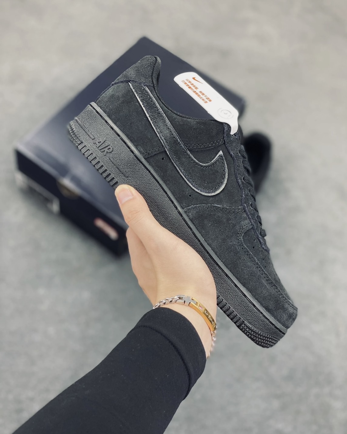 <黑豹>Nike Air Force 1 '07 低筒 麂皮 全黑 暗夜黑魂