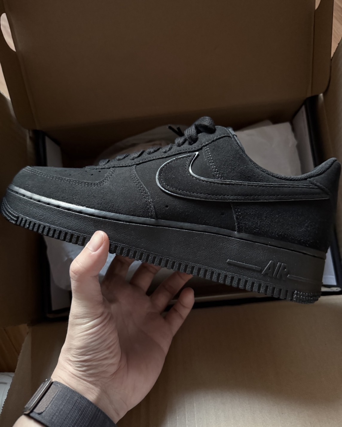 <黑豹>Nike Air Force 1 '07 低筒 麂皮 全黑 暗夜黑魂