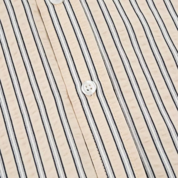 NCAA 短袖 卡其 落肩 條紋 襯衫 中性 7425147231