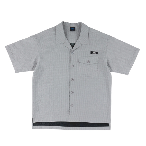 NCAA 短袖 淺灰 黑 落肩 泡泡紗 襯衫 男 7425147411 7425147420