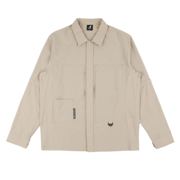 KANGOL 長袖 卡其 可拆袖 工裝 襯衫外套 中性 6425147031