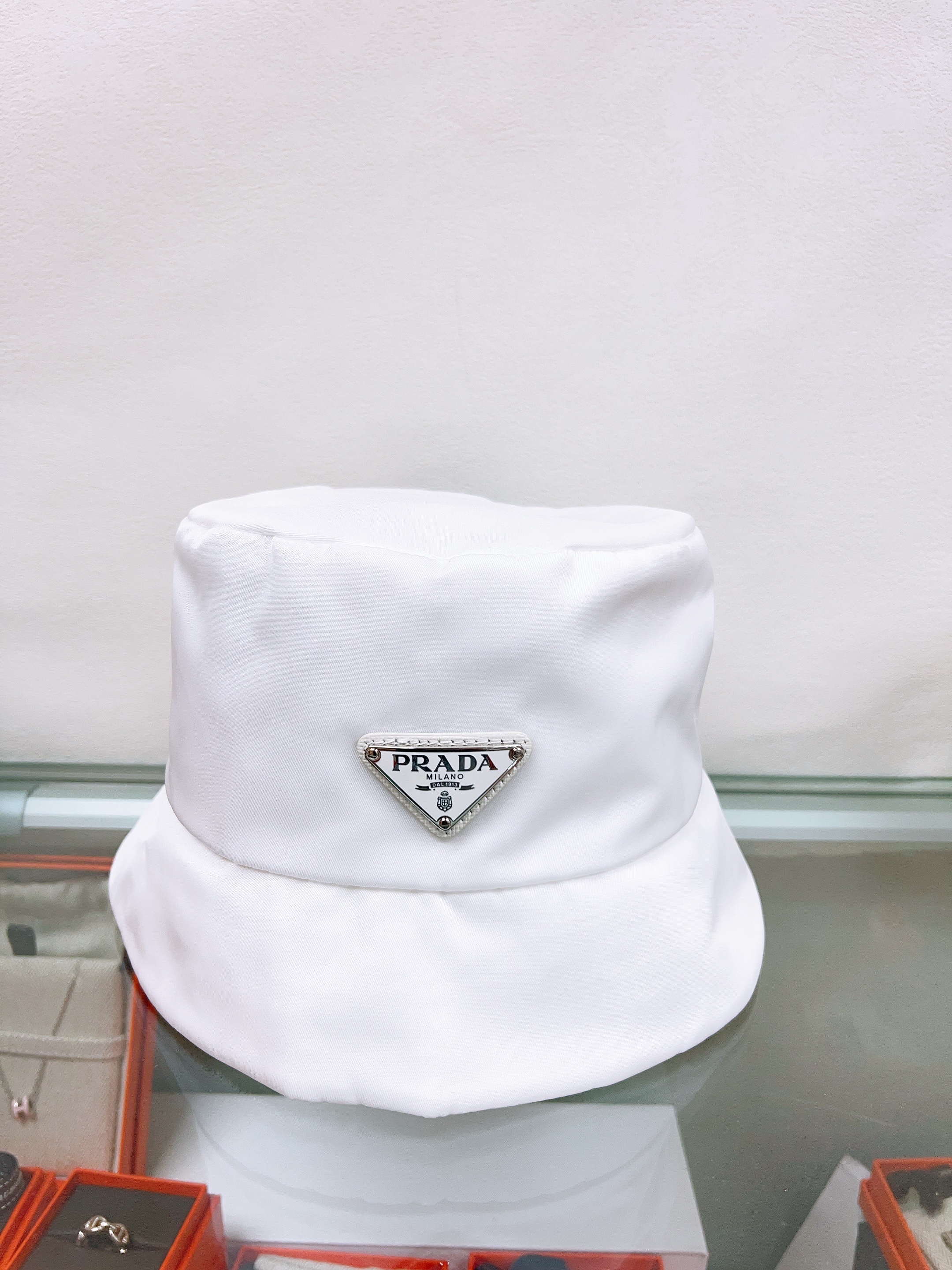 Prada hat white x adidas (size L)