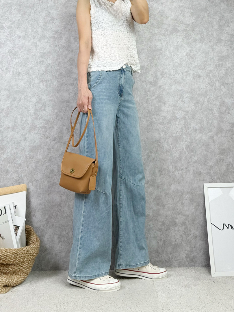 神奇長腿的秘密♡膝蓋有亮點的輕薄寬褲