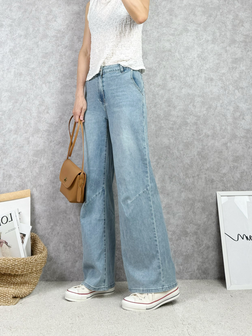 神奇長腿的秘密♡膝蓋有亮點的輕薄寬褲