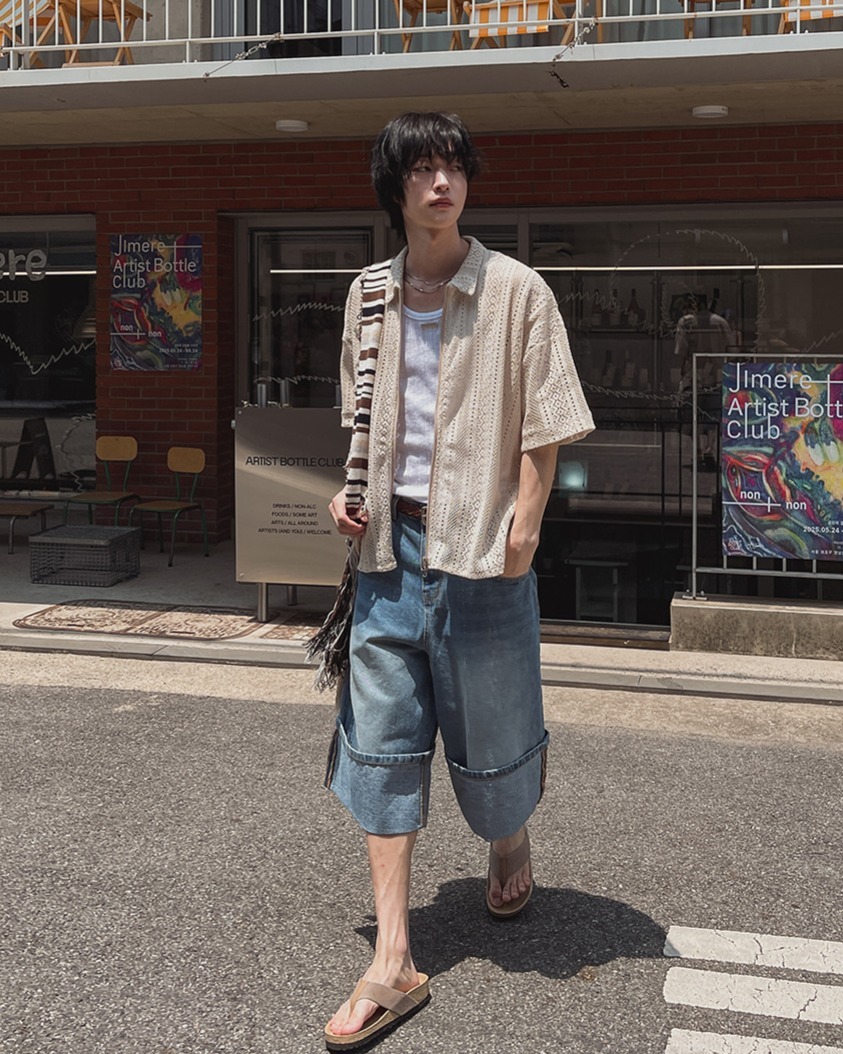 Pium Maxi 捲邊百慕達牛仔褲