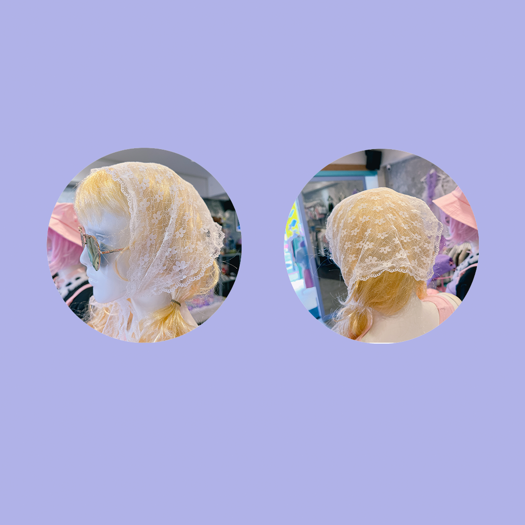 こ♡こ 花花蕾絲三角頭巾