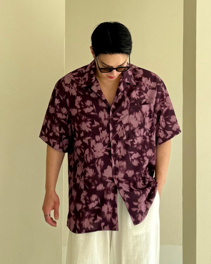 花火花卉短袖襯衫