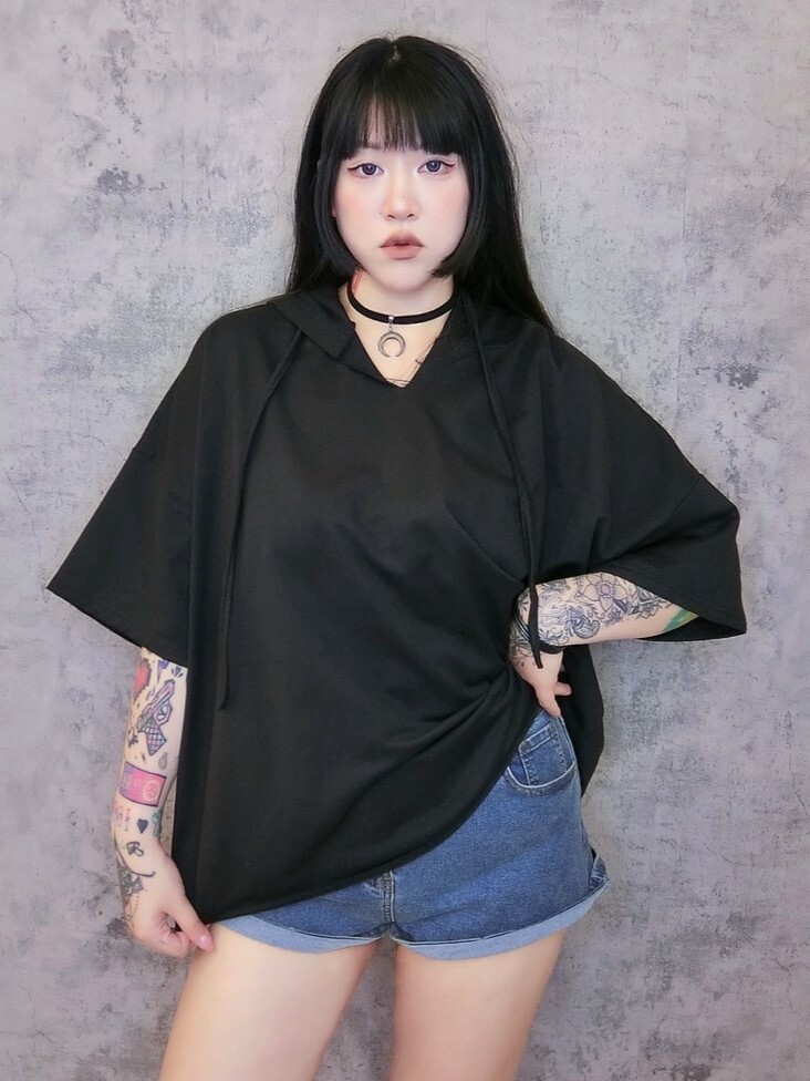 休閒連帽素色大T