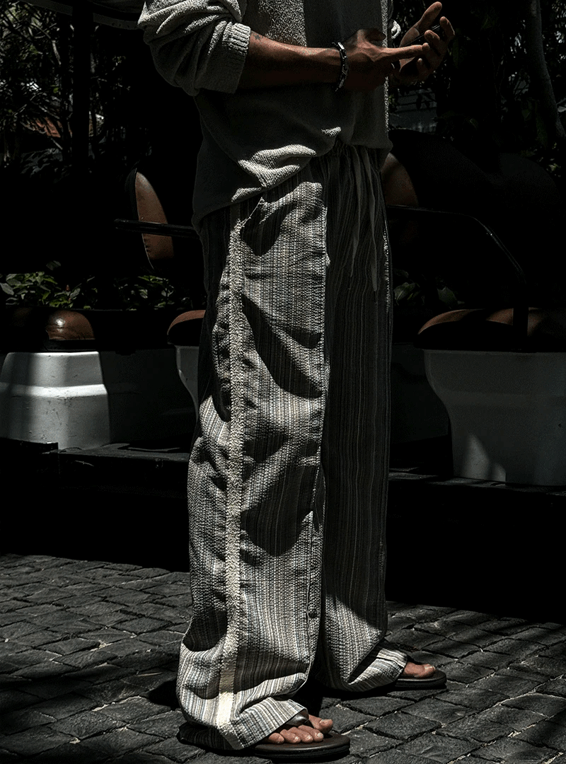 度假風貼邊夏季綁帶休閒褲