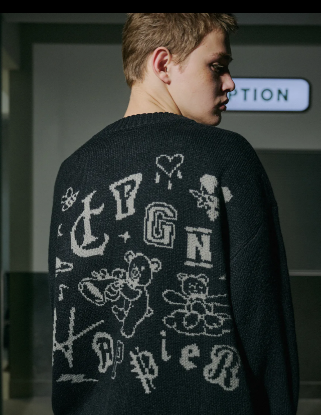 CPGN STUDIO / Doodle Bear Round Knit / Black /  JUL25